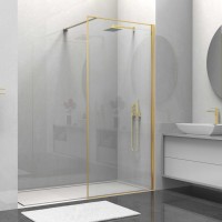 Душевая перегородка Vincea Walk-In VSW-1HS90CLG, 90x200, браш золото, стекло прозрачное