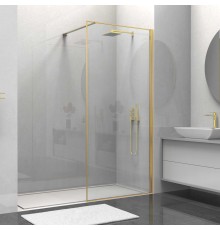 Душевая перегородка Vincea Walk-In VSW-1HS90CLG, 90x200, браш золото, стекло прозрачное