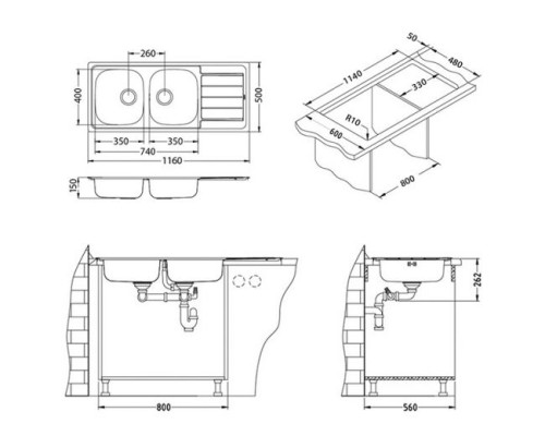 Кухонная мойка Alveus Line 100 NAT 1087978 полированная сталь