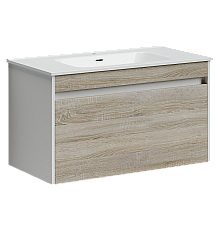 Тумба под раковину SANCOS Smart 890х450х500, c двумя ящиками, дуб бардолино/белый