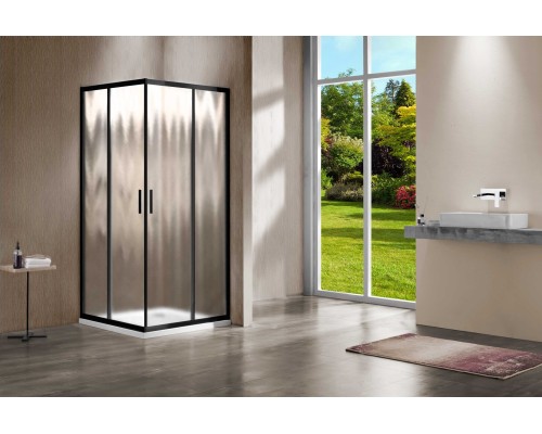 Душевой уголок Vincea Garda VSS-1G900CHB 900x900 черный стекло шиншилла