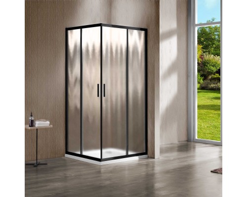 Душевой уголок Vincea Garda VSS-1G900CHB 900x900 черный стекло шиншилла