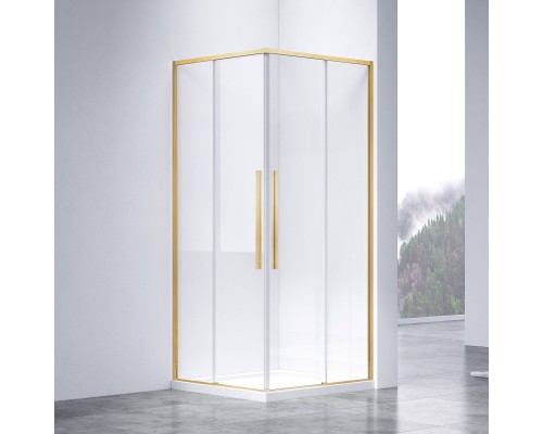 Душевой уголок Vincea Slim-N VSS-4SN8010CLG, 100x80, браш золото, стекло прозрачное