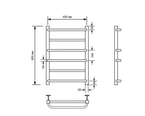 Полотенцесушитель водяной Comfysan Puro-K W-6 60/40, черный