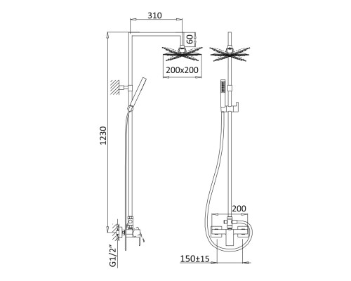 Душевая система Cezares Porta PORTA-CD-SR Sunrise