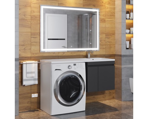 Тумба под стиральную машину подвесная Uperwood Magenta 45х50х55 см, черная, с дверцами