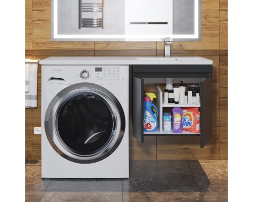 Тумба под стиральную машину подвесная Uperwood Magenta 45х50х55 см, черная, с дверцами
