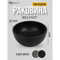 Раковина накладная бетонная Uperwood Belfast 30х30х13,5 см, круглая, черная