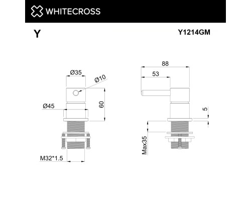 Смеситель для умывальника скрытого монтажа WHITECROSS Y1214GM (оружейная сталь)