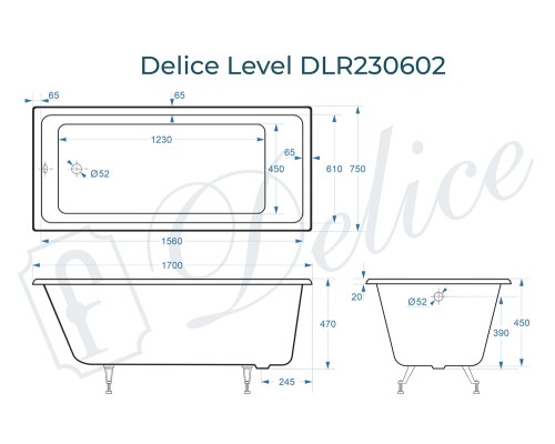 Ванна чугунная Delice Level 170х75
