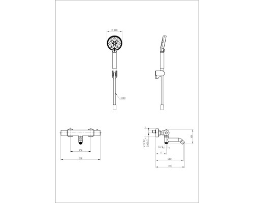 Смеситель для ванны с душем и термостатом Wonzon&Woghand, Темный графит