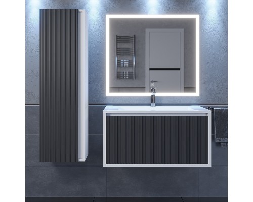 Тумба под раковину 80 см, Uperwood Next Premium, белая/графит, 1 ящик