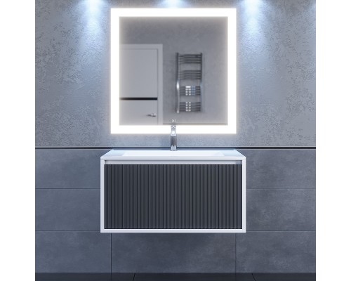 Тумба под раковину 80 см, Uperwood Next Premium, белая/графит, 1 ящик