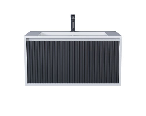 Тумба с раковиной 80 см, Uperwood Next Premium, белая/графит, 1 ящик