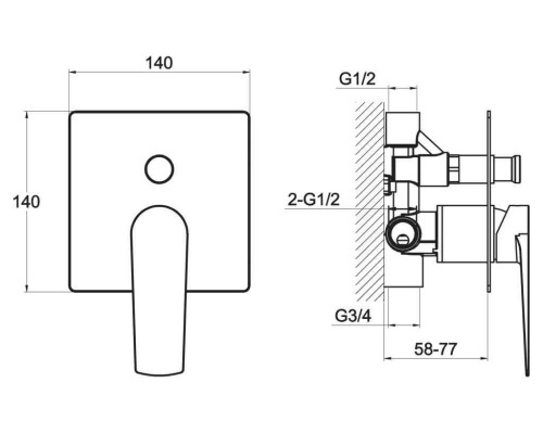 Встраиваемый двухпозиционый смеситель BelBagno CAR-BASM-CRM