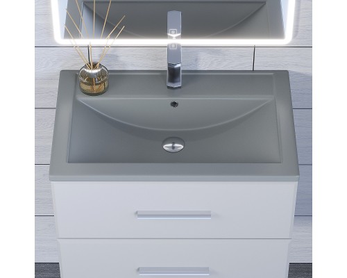 Раковина для ванной кварцевая Uperwood Foster Quartz 70х45,5х17,5 см, серая матовая, бетон