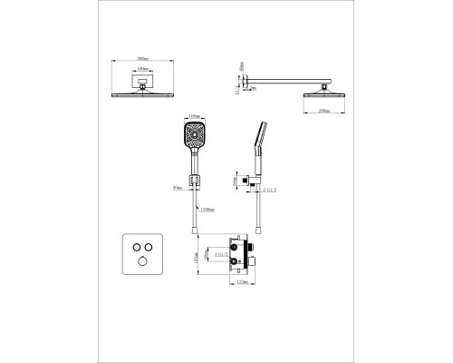 Душевая система с термостатом встраиваемая Wonzon&Woghand, Белый матовый