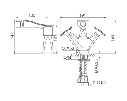 Смеситель для биде Wonzon&Woghand SHAKESPEARE, Хром WW-655001-CR