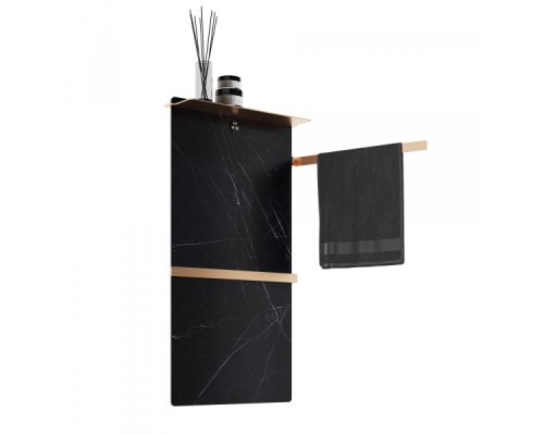 Полотенцесушитель электрический с греющей плитой Черный мрамор Wonzon&Woghand, Темный графит