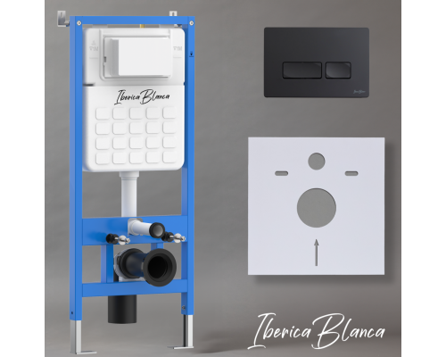 Комплект 2 в 1 инсталляция + клавиша смыва Iberica Blanca Esti-R черный матовый