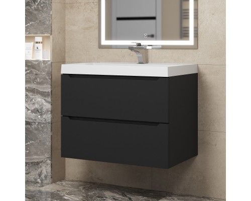 Тумба под раковину 70 см, Uperwood Tanos, черная матовая