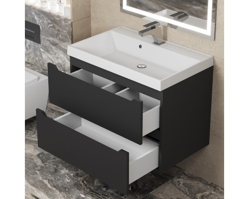 Тумба под раковину 70 см, Uperwood Tanos, черная матовая
