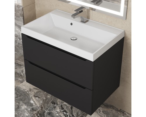 Тумба под раковину 70 см, Uperwood Tanos, черная матовая