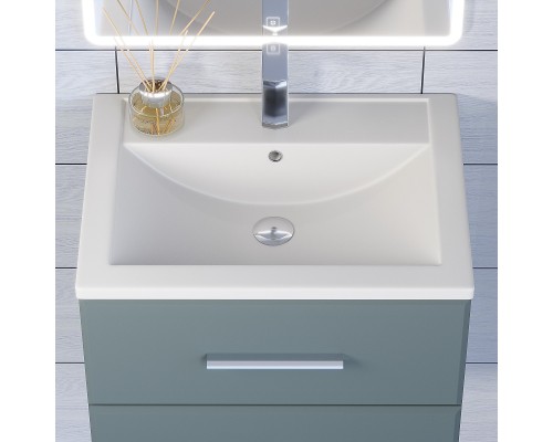 Раковина для ванной кварцевая Uperwood Foster Quartz 60х40,5х16,5, белая матовая, жасмин