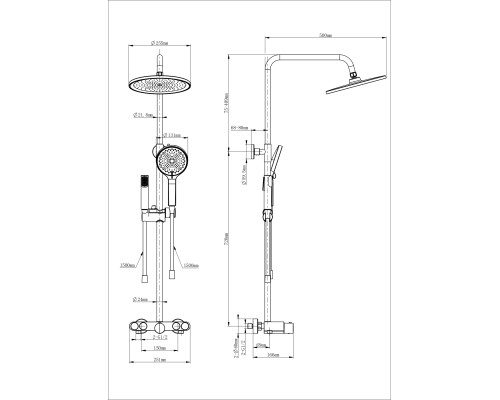 Душевая система с термостатом Wonzon&Woghand, Белый матовый
