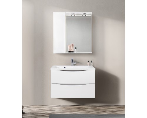 Зеркало со шкафом BelBagno MARINO-SPC-800/750-1A-BL-P-L 80 с подсветкой Bianco Lucido