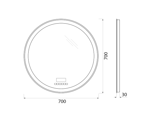 Зеркало BelBagno SPC-RNG-700-LED-TCH-RAD с подсветкой с сенсорным выключателем с bluetooth с термометром с радио