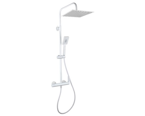 Душевая система AQG Alpha, cо смесителем и верхним душем белый матовый
