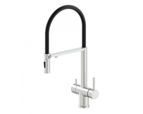 Смеситель для кухни с гибким изливом и подключением фильтра Wonzon&Woghand, Брашированный никель