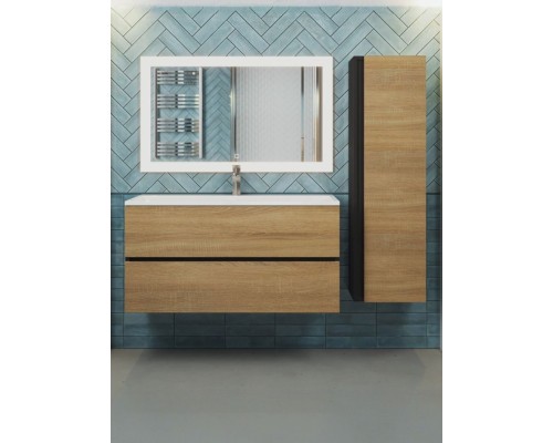 Тумба под раковину 100 см, Uperwood Barsa, черная/дуб сонома