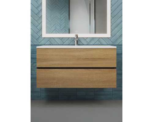 Тумба под раковину 100 см, Uperwood Barsa, черная/дуб сонома