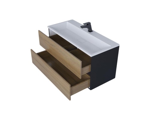 Тумба под раковину 100 см, Uperwood Barsa, черная/дуб сонома