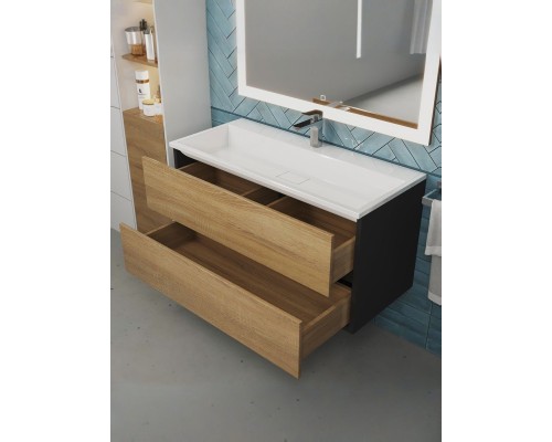 Тумба под раковину 100 см, Uperwood Barsa, черная/дуб сонома