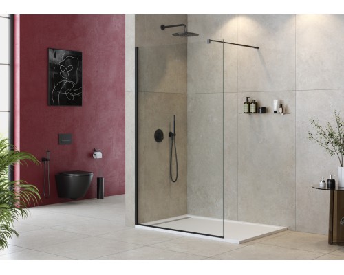 Душевая перегородка Cezares Liberta 125 LIBERTA-L-1-125-C-NERO профиль Черный матовый стекло прозрачное