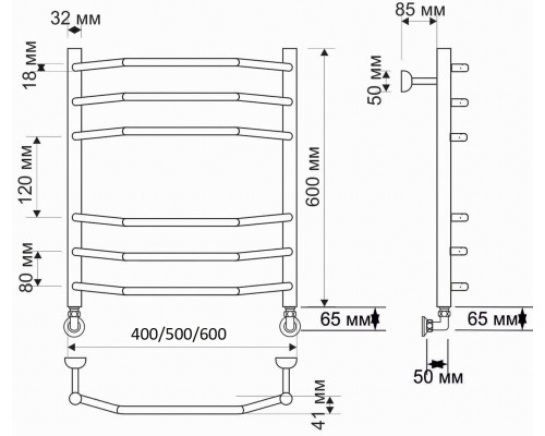 Полотенцесушитель латунный Secado Агата 2 50х60, водяной, бронза