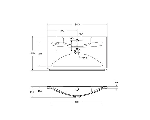 Раковина BelBagno 80 BB800/455-LV-MR-ALR Белая Раковина BelBagno 80 BB800/455-LV-MR-ALR Белая