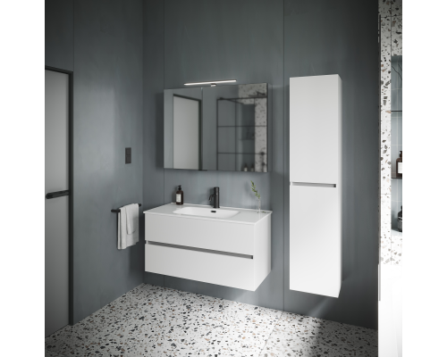 Тумба под раковину SANCOS Urban 990х450х550, c двумя ящиками, белый глянец