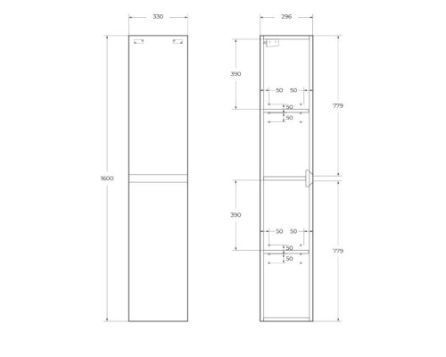 Шкаф пенал BelBagno Kraft 33 R KRAFT-1600-2A-SC-RNN-R подвесной Rovere Nebrasca Nature