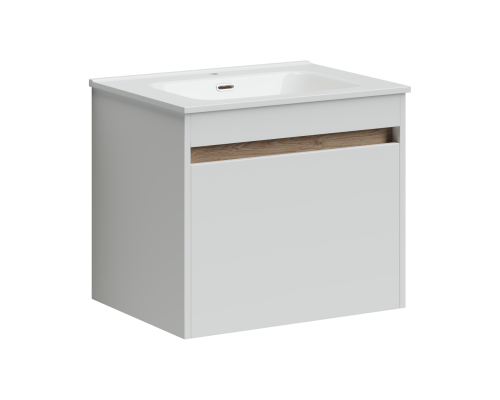 Тумба под раковину SANCOS Smart 590х450х500, c двумя ящиками, белый глянец