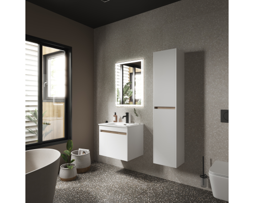 Тумба под раковину SANCOS Smart 590х450х500, c двумя ящиками, белый глянец