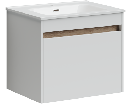 Тумба под раковину SANCOS Smart 590х450х500, c двумя ящиками, белый глянец