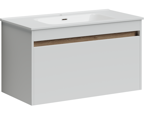 Тумба под раковину SANCOS Smart 890х450х500, c двумя ящиками, белый глянец