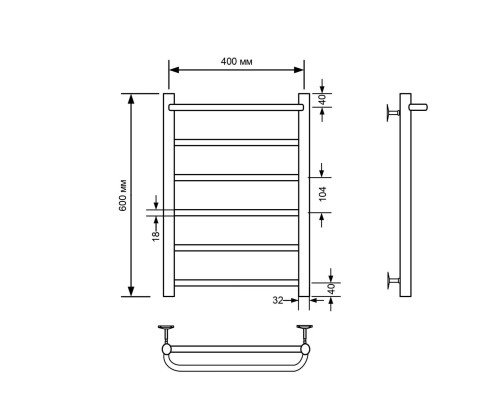 Полотенцесушитель водяной Comfysan Capri W-6 60/40 с полкой, белый 012717