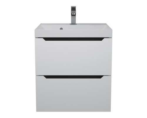 Тумба с раковиной подвесная Uperwood Tanos NEW 50х45х55 см, белая/графит