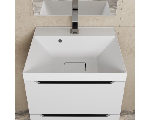 Тумба с раковиной подвесная Uperwood Tanos NEW 50х45х55 см, белая/графит