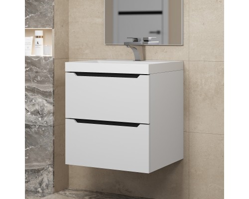 Тумба с раковиной подвесная Uperwood Tanos NEW 50х45х55 см, белая/графит